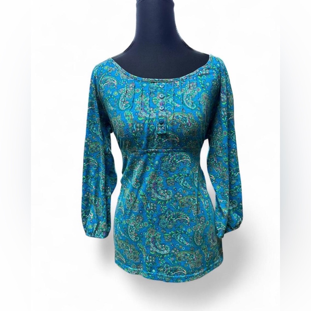 Y2K paisley boho tie-back babydoll blouse whimsigoth fairycore Bellaswan 2000s